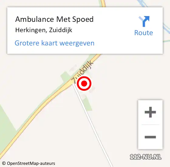 Locatie op kaart van de 112 melding: Ambulance Met Spoed Naar Herkingen, Zuiddijk op 13 december 2014 15:23