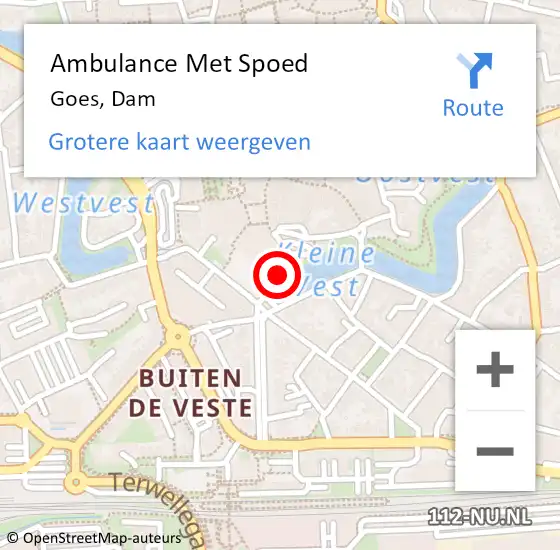 Locatie op kaart van de 112 melding: Ambulance Met Spoed Naar Goes, Dam op 24 oktober 2013 09:20