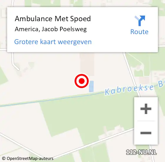 Locatie op kaart van de 112 melding: Ambulance Met Spoed Naar America, Jacob Poelsweg op 13 december 2014 16:36
