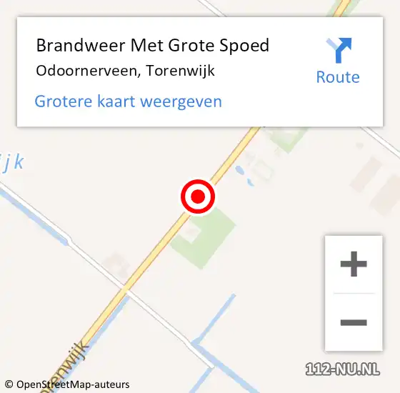 Locatie op kaart van de 112 melding: Brandweer Met Grote Spoed Naar Odoornerveen, Torenwijk op 24 oktober 2013 09:25