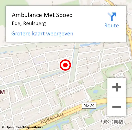 Locatie op kaart van de 112 melding: Ambulance Met Spoed Naar Ede, Reulsberg op 13 december 2014 16:55