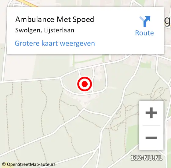 Locatie op kaart van de 112 melding: Ambulance Met Spoed Naar Swolgen, Lijsterlaan op 13 december 2014 17:04