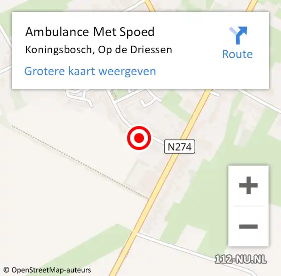 Locatie op kaart van de 112 melding: Ambulance Met Spoed Naar Koningsbosch, Op de Driessen op 24 oktober 2013 09:32