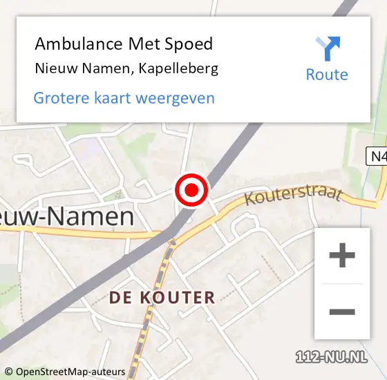 Locatie op kaart van de 112 melding: Ambulance Met Spoed Naar Nieuw Namen, Kapelleberg op 13 december 2014 18:50