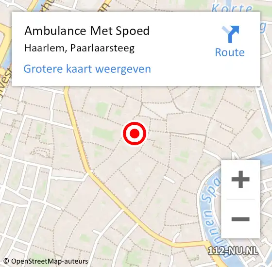 Locatie op kaart van de 112 melding: Ambulance Met Spoed Naar Haarlem, Paarlaarsteeg op 13 december 2014 19:38