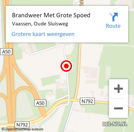 Locatie op kaart van de 112 melding: Brandweer Met Grote Spoed Naar Vaassen, Oude Sluisweg op 13 december 2014 19:40