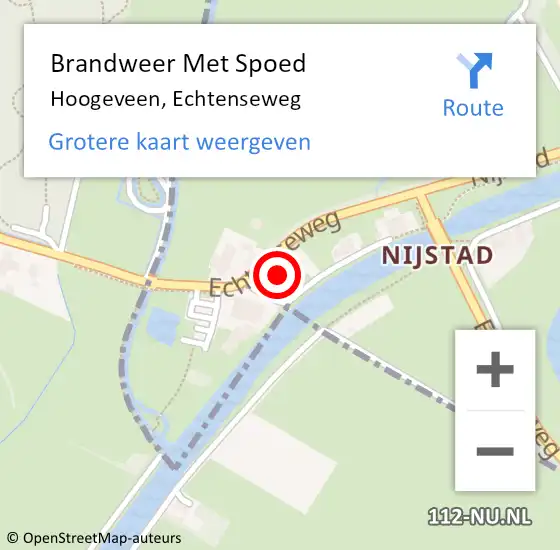 Locatie op kaart van de 112 melding: Brandweer Met Spoed Naar Hoogeveen, Echtenseweg op 13 december 2014 19:48