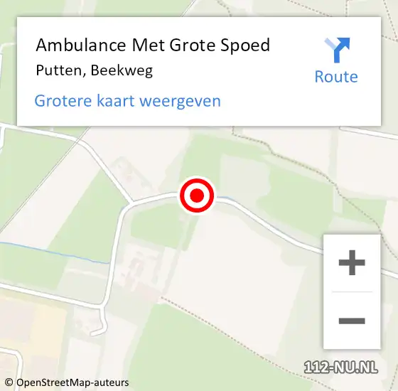 Locatie op kaart van de 112 melding: Ambulance Met Grote Spoed Naar Putten, Beekweg op 13 december 2014 19:54