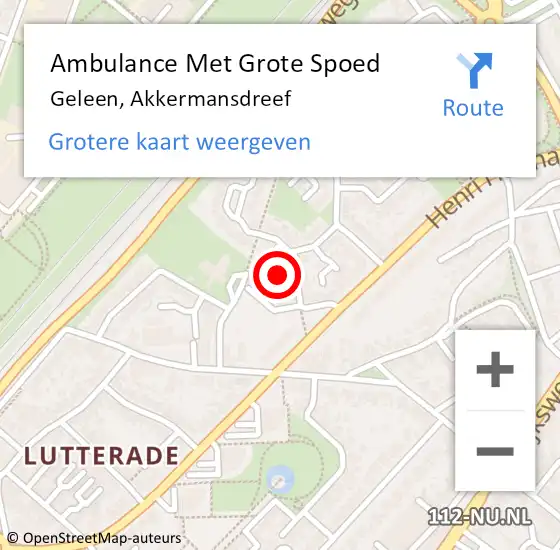 Locatie op kaart van de 112 melding: Ambulance Met Grote Spoed Naar Geleen, Akkermansdreef op 13 december 2014 19:59