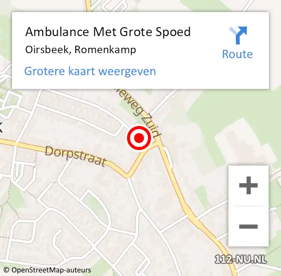 Locatie op kaart van de 112 melding: Ambulance Met Grote Spoed Naar Oirsbeek, Romenkamp op 13 december 2014 20:22