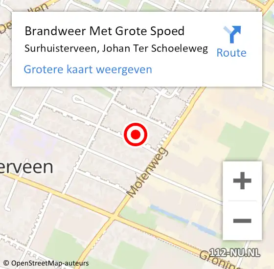 Locatie op kaart van de 112 melding: Brandweer Met Grote Spoed Naar Surhuisterveen, Johan Ter Schoeleweg op 13 december 2014 20:41