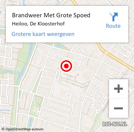 Locatie op kaart van de 112 melding: Brandweer Met Grote Spoed Naar Heiloo, De Kloosterhof op 6 september 2013 04:23