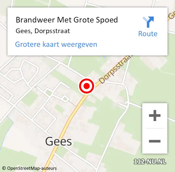 Locatie op kaart van de 112 melding: Brandweer Met Grote Spoed Naar Gees, Dorpsstraat op 13 december 2014 20:42