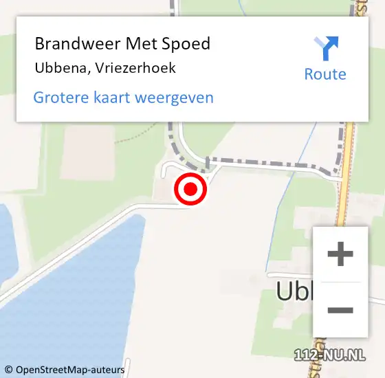 Locatie op kaart van de 112 melding: Brandweer Met Spoed Naar Ubbena, Vriezerhoek op 13 december 2014 21:56