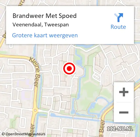 Locatie op kaart van de 112 melding: Brandweer Met Spoed Naar Veenendaal, Tweespan op 13 december 2014 22:34