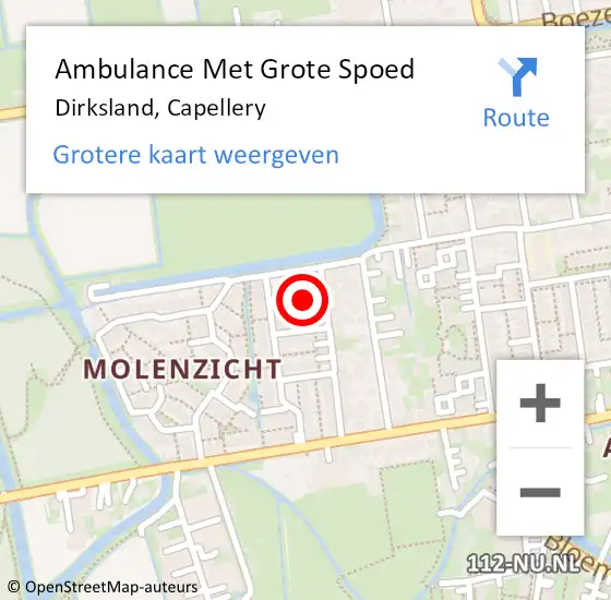 Locatie op kaart van de 112 melding: Ambulance Met Grote Spoed Naar Dirksland, Capellery op 13 december 2014 22:41