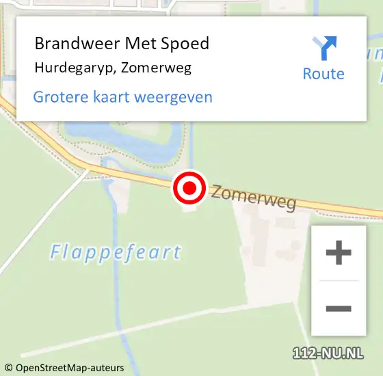Locatie op kaart van de 112 melding: Brandweer Met Spoed Naar Hurdegaryp, Zomerweg op 13 december 2014 23:20
