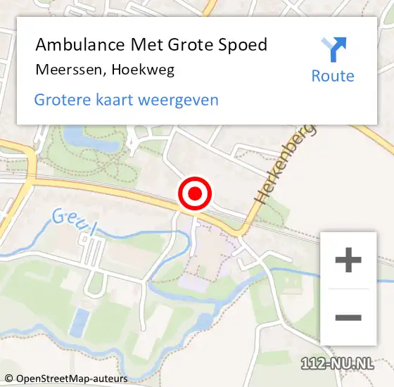 Locatie op kaart van de 112 melding: Ambulance Met Grote Spoed Naar Meerssen, Hoekweg op 13 december 2014 23:40