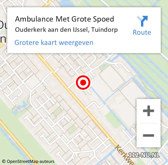 Locatie op kaart van de 112 melding: Ambulance Met Grote Spoed Naar Ouderkerk aan den IJssel, Tuindorp op 13 december 2014 23:41