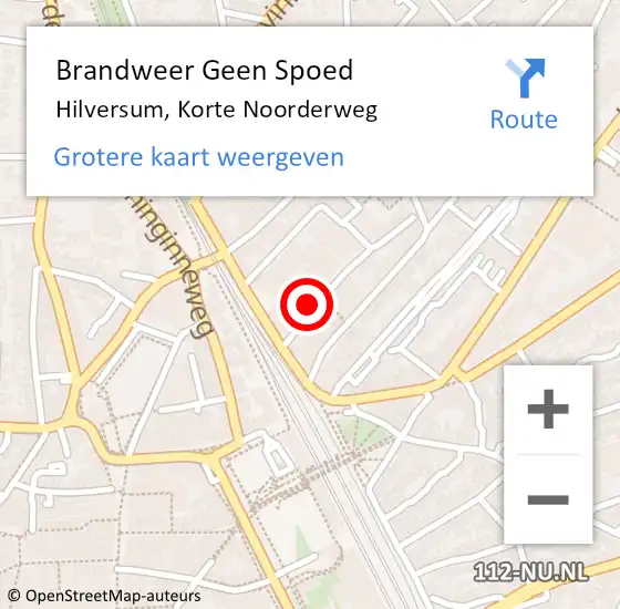 Locatie op kaart van de 112 melding: Brandweer Geen Spoed Naar Hilversum, Korte Noorderweg op 14 december 2014 00:31