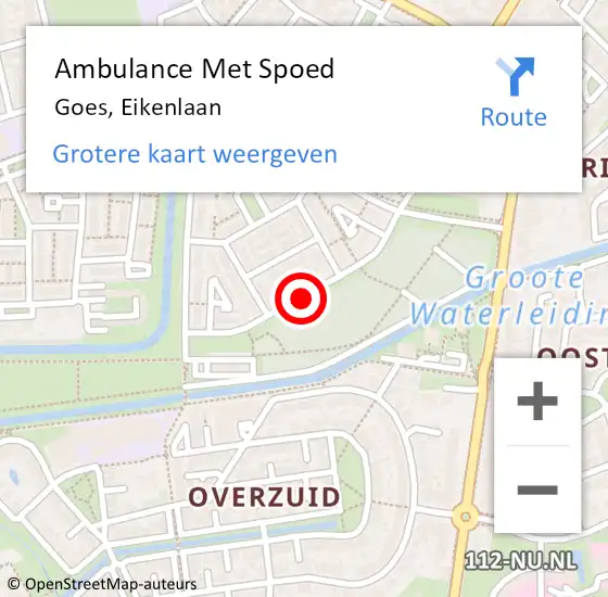 Locatie op kaart van de 112 melding: Ambulance Met Spoed Naar Goes, Eikenlaan op 14 december 2014 00:34