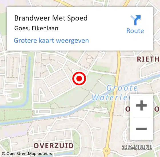 Locatie op kaart van de 112 melding: Brandweer Met Spoed Naar Goes, Eikenlaan op 14 december 2014 00:38