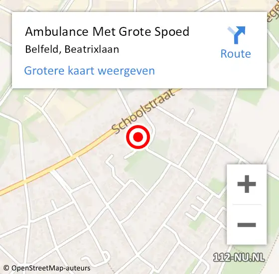 Locatie op kaart van de 112 melding: Ambulance Met Grote Spoed Naar Belfeld, Beatrixlaan op 14 december 2014 00:51