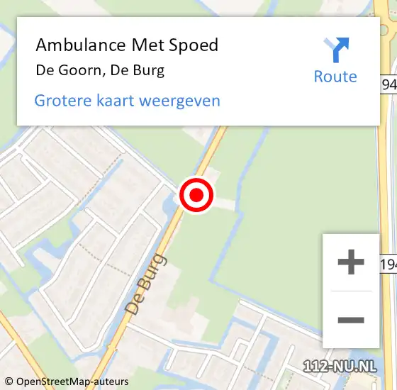 Locatie op kaart van de 112 melding: Ambulance Met Spoed Naar De Goorn, De Burg op 14 december 2014 02:13