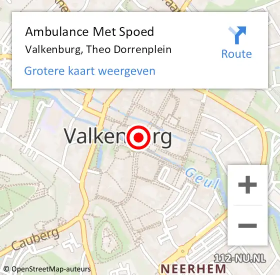 Locatie op kaart van de 112 melding: Ambulance Met Spoed Naar Valkenburg, Theo Dorrenplein op 14 december 2014 03:16