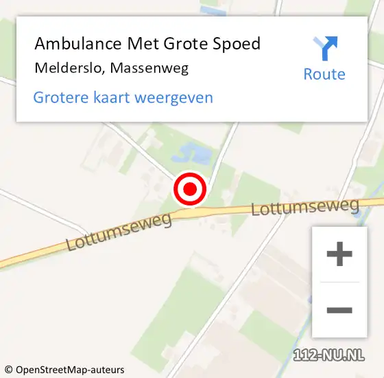 Locatie op kaart van de 112 melding: Ambulance Met Grote Spoed Naar Melderslo, Massenweg op 14 december 2014 04:07