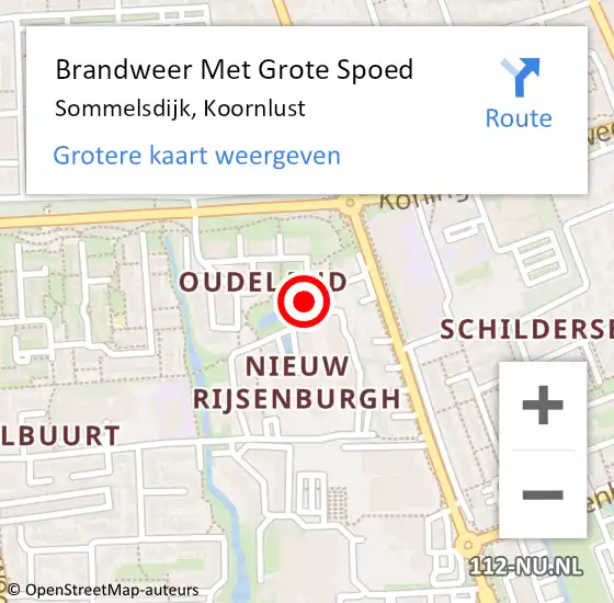 Locatie op kaart van de 112 melding: Brandweer Met Grote Spoed Naar Sommelsdijk, Koornlust op 14 december 2014 04:31