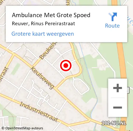 Locatie op kaart van de 112 melding: Ambulance Met Grote Spoed Naar Reuver, Rinus Pereirastraat op 14 december 2014 04:56