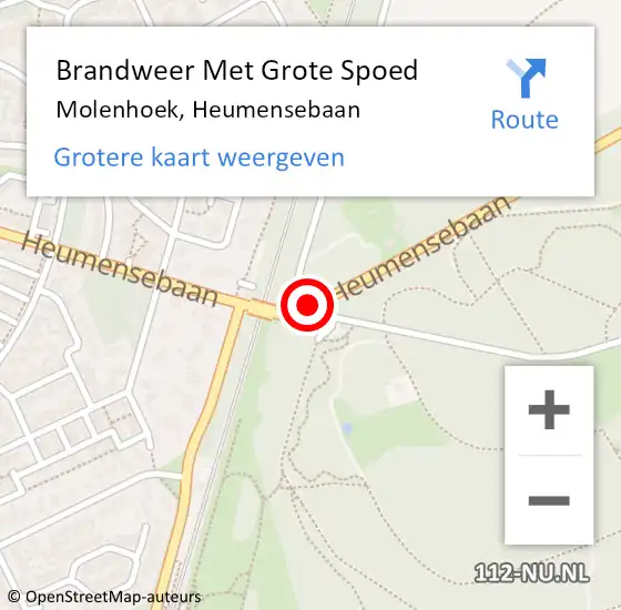 Locatie op kaart van de 112 melding: Brandweer Met Grote Spoed Naar Molenhoek, Heumensebaan op 14 december 2014 06:31