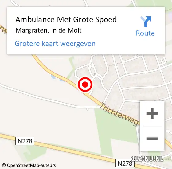 Locatie op kaart van de 112 melding: Ambulance Met Grote Spoed Naar Margraten, In de Molt op 14 december 2014 06:50