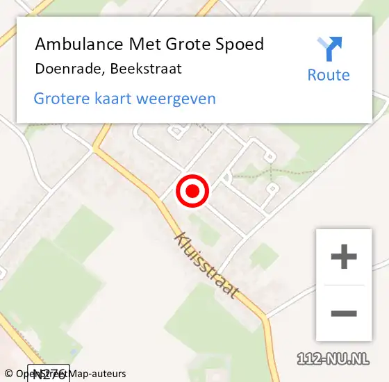Locatie op kaart van de 112 melding: Ambulance Met Grote Spoed Naar Doenrade, Beekstraat op 14 december 2014 08:52
