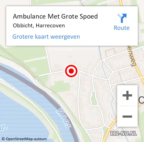 Locatie op kaart van de 112 melding: Ambulance Met Grote Spoed Naar Obbicht, Harrecoven op 14 december 2014 08:54