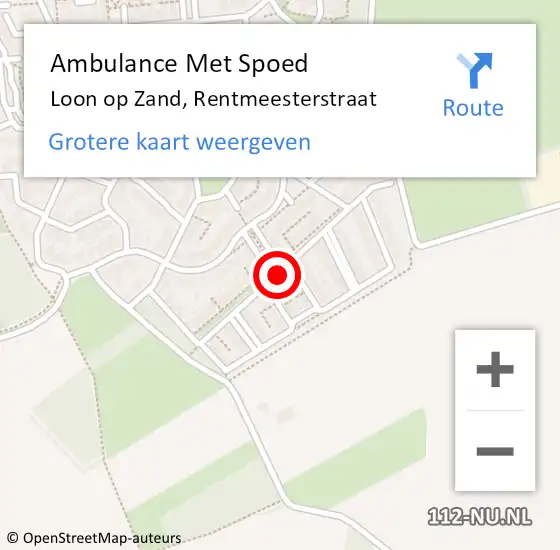 Locatie op kaart van de 112 melding: Ambulance Met Spoed Naar Loon op Zand, Rentmeesterstraat op 14 december 2014 08:55