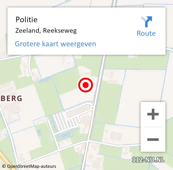 Locatie op kaart van de 112 melding: Politie Zeeland, Reekseweg op 14 december 2014 09:52