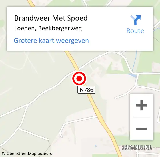 Locatie op kaart van de 112 melding: Brandweer Met Spoed Naar Loenen, Beekbergerweg op 14 december 2014 10:16