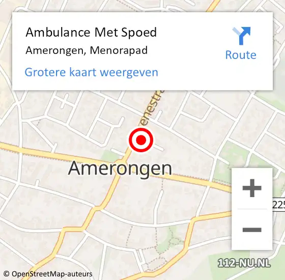 Locatie op kaart van de 112 melding: Ambulance Met Spoed Naar Amerongen, Menorapad op 14 december 2014 10:32