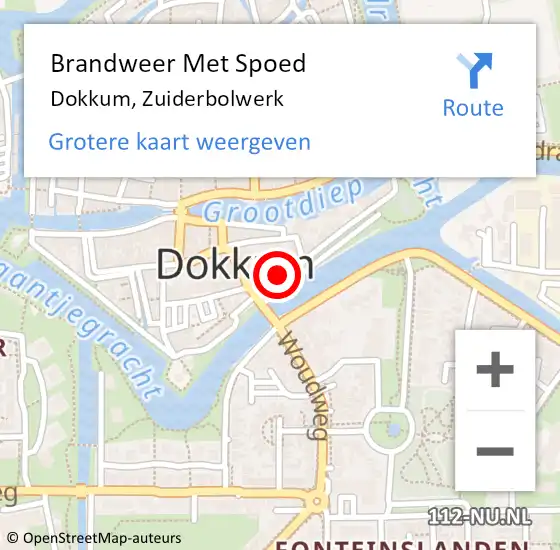 Locatie op kaart van de 112 melding: Brandweer Met Spoed Naar Dokkum, Zuiderbolwerk op 14 december 2014 11:00