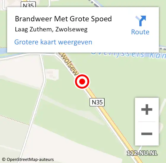 Locatie op kaart van de 112 melding: Brandweer Met Grote Spoed Naar Laag Zuthem, Zwolseweg op 14 december 2014 11:07