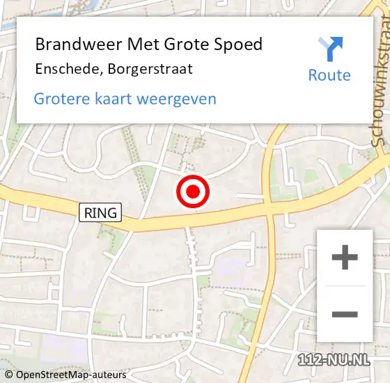 Locatie op kaart van de 112 melding: Brandweer Met Grote Spoed Naar Enschede, Borgerstraat op 14 december 2014 11:21
