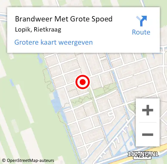 Locatie op kaart van de 112 melding: Brandweer Met Grote Spoed Naar Lopik, Rietkraag op 14 december 2014 11:42