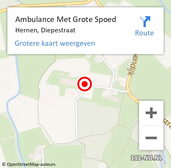 Locatie op kaart van de 112 melding: Ambulance Met Grote Spoed Naar Hernen, Diepestraat op 14 december 2014 11:56