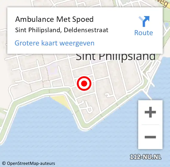 Locatie op kaart van de 112 melding: Ambulance Met Spoed Naar Sint Philipsland, Deldensestraat op 14 december 2014 12:02