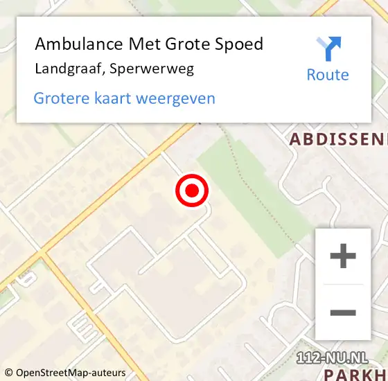 Locatie op kaart van de 112 melding: Ambulance Met Grote Spoed Naar Landgraaf, Sperwerweg op 14 december 2014 12:56