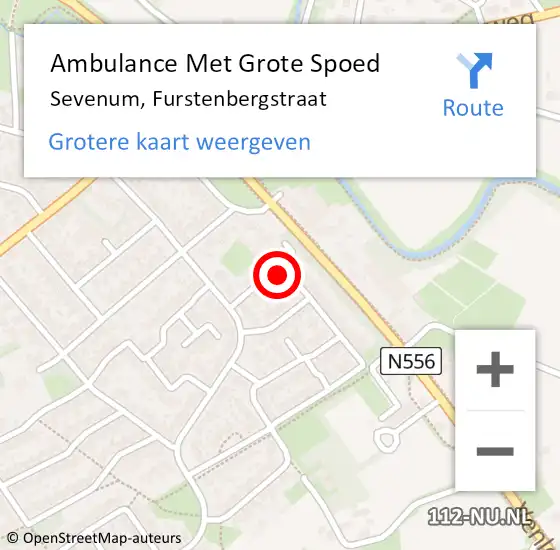 Locatie op kaart van de 112 melding: Ambulance Met Grote Spoed Naar Sevenum, Furstenbergstraat op 14 december 2014 13:31