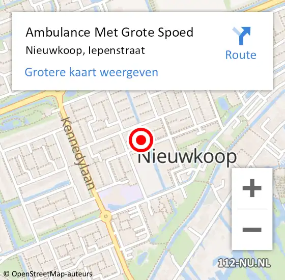 Locatie op kaart van de 112 melding: Ambulance Met Grote Spoed Naar Nieuwkoop, Iepenstraat op 14 december 2014 13:37