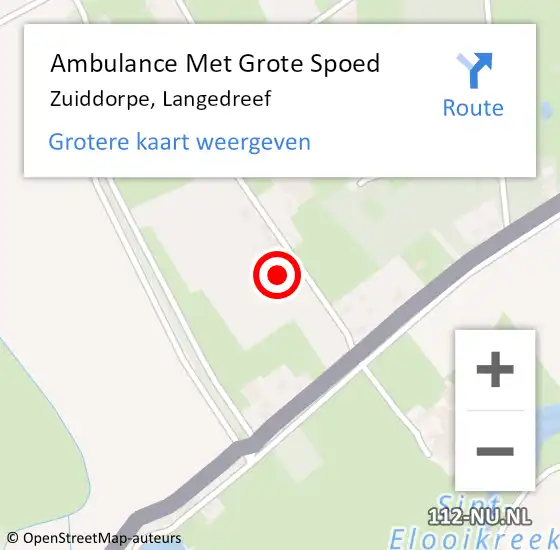 Locatie op kaart van de 112 melding: Ambulance Met Grote Spoed Naar Zuiddorpe, Langedreef op 14 december 2014 14:30